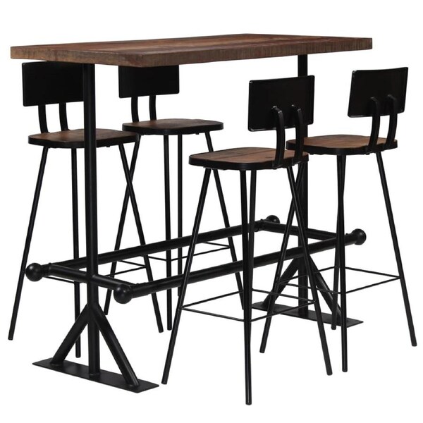Bar Set 5 Piece Solid Reclaimed Wood vidaXL