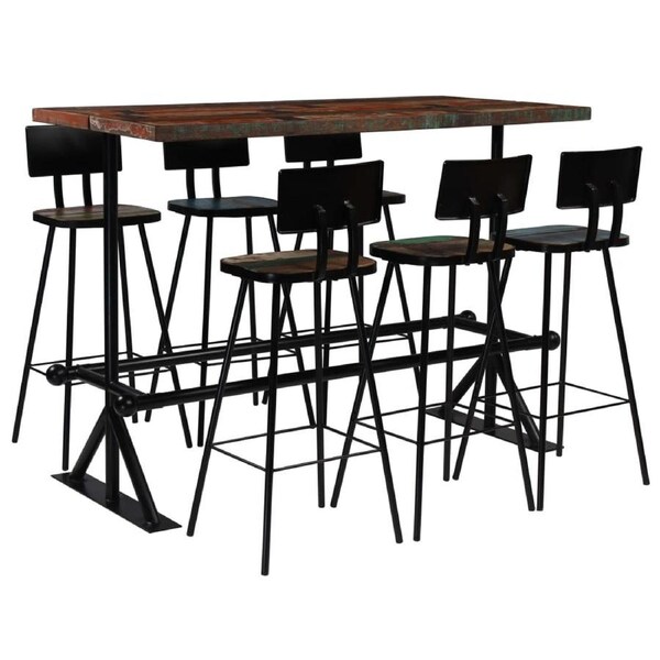 Bar Set 7 Piece Solid Reclaimed Wood Multicolour vidaXL