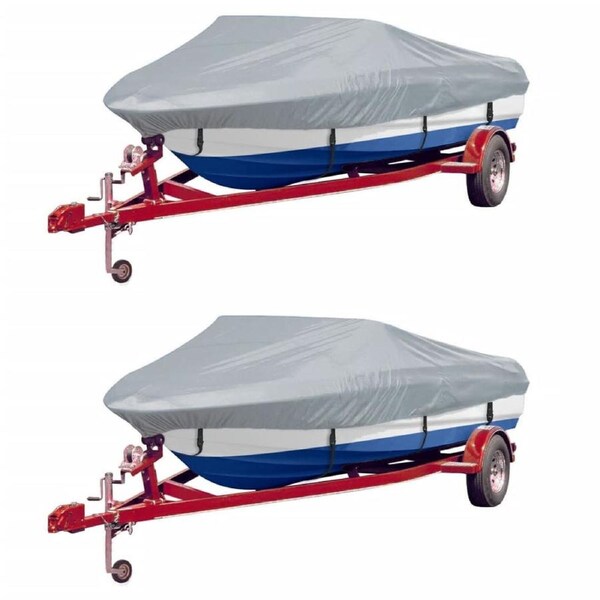 Boat Covers 2 pcs Grey Length 427-488 cm Width 229 cm vidaXL