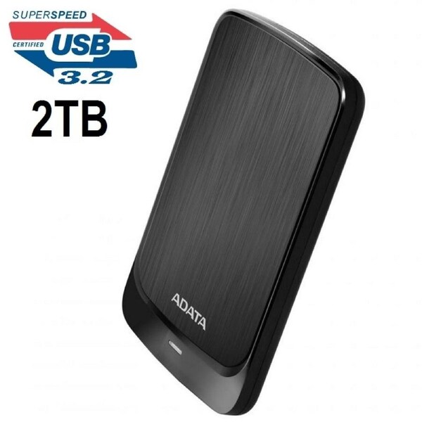 Adata HV320 2TB Slim External Hard Drive HDD Shock Protection USB 3.2 Gen1 Black [AHV320-2TU31-CBK]