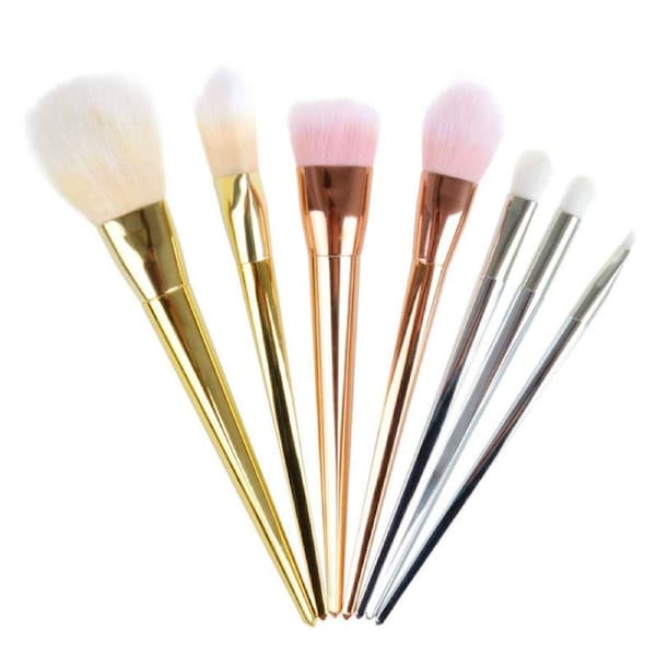 7 Piece Travel Brush Set Professional Fiber Makeup Brush Multi Task Brush