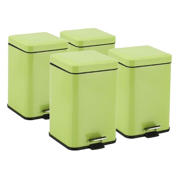 SOGA 4X Stainless Steel Foot Pedal Bin Square Green 12L