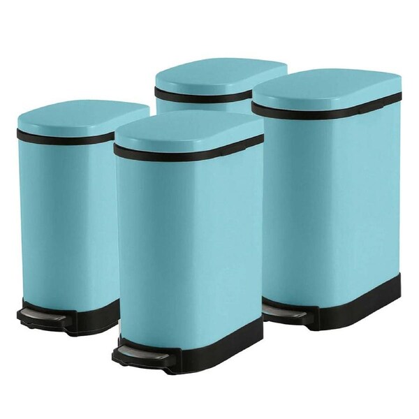 SOGA 4X Stainless Steel Foot Pedal Bin U Shape Blue 10L