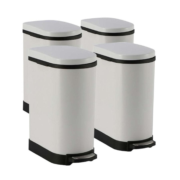 SOGA 4X Stainless Steel Foot Pedal Bin U Shape White 10L