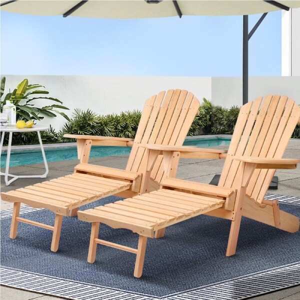 2x Adirondack Gardeon Outdoor Chairs Sun Lounge Patio Furniture Beach Chair Lounger