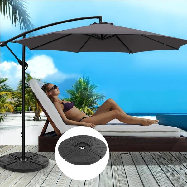 InstaHut 3M Outdoor Umbrella Beach Umbrellas With Base Charcoal