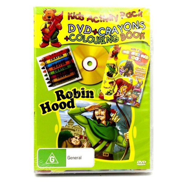 ROBIN HOOD Kid's ChildrenACTIVITY PACK: CRAYONS AND COLOURING BOOK DVD