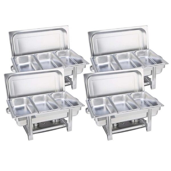 SOGA 4X Stainless Steel Chafing Triple Tray Food Warmer Catering Dish