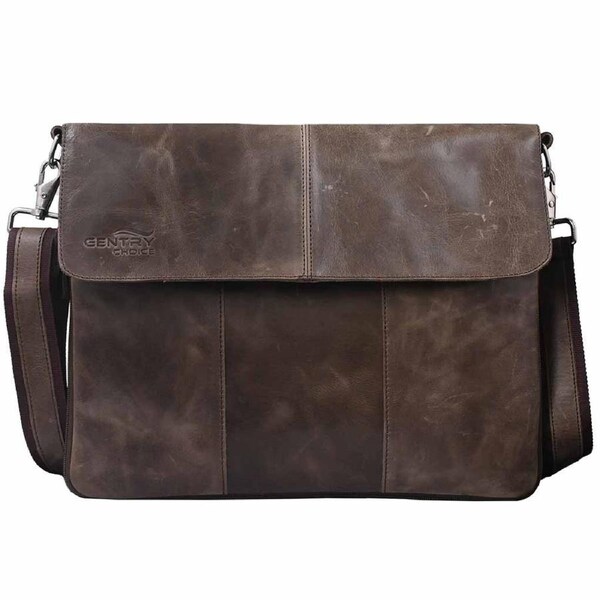 Vintage Leather Shoulder Bag Brown Leather Laptop Bag Retro