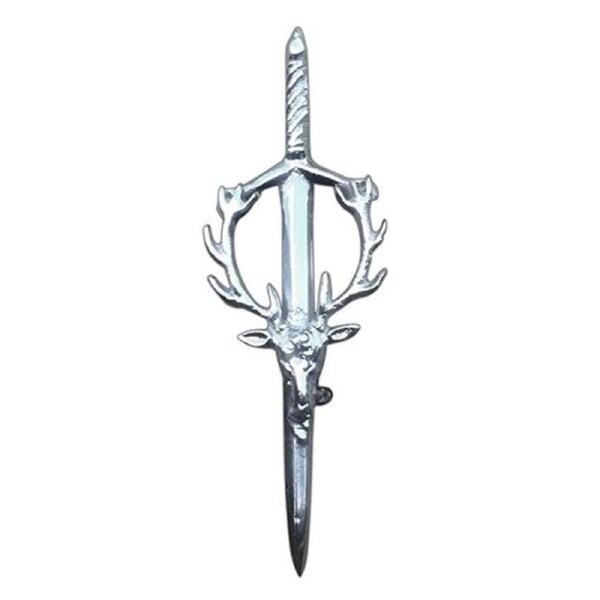 Stag Head Sword Silver Kilt Pin