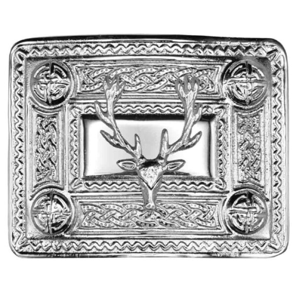 Stag Mount Kilt Belt Buckle Silver
