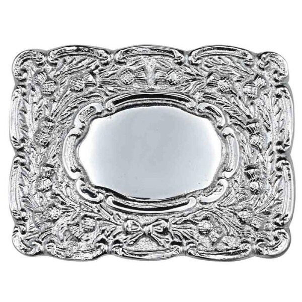 Thistle Round Platter Kilt Belt Silver Buckle