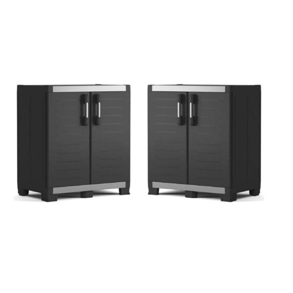 2 x Keter XL Garage Base Storage Cabinets