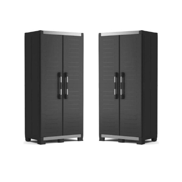 2 x Keter XL Garage Tall Storage Cabinets