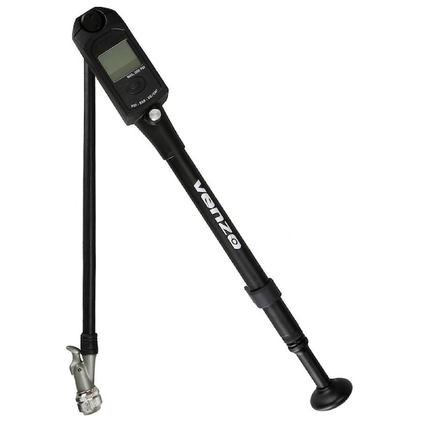 Venzo Bike Bicycle High Pressure Shock Pump 300 PSI Max Fork & Rear Air Suspension with Digital Gauge - Great for Mountain Bike Fork