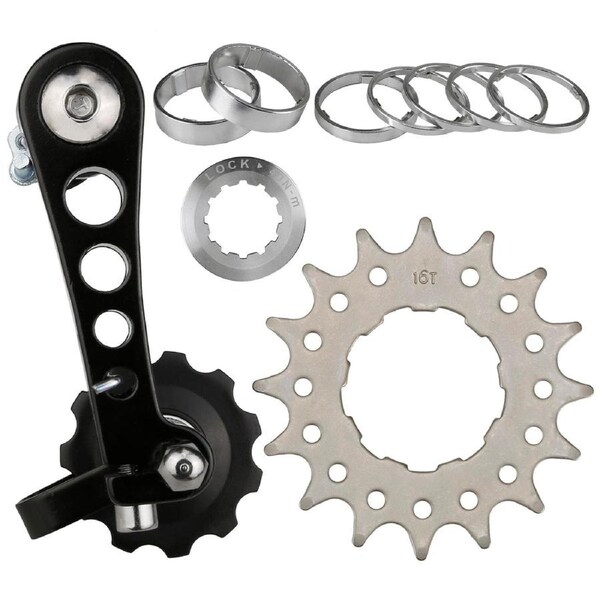 CyclingDeal Bike Single Speed Aluminum Chain Tensioner and Kit Packages for Road Bike and MTB