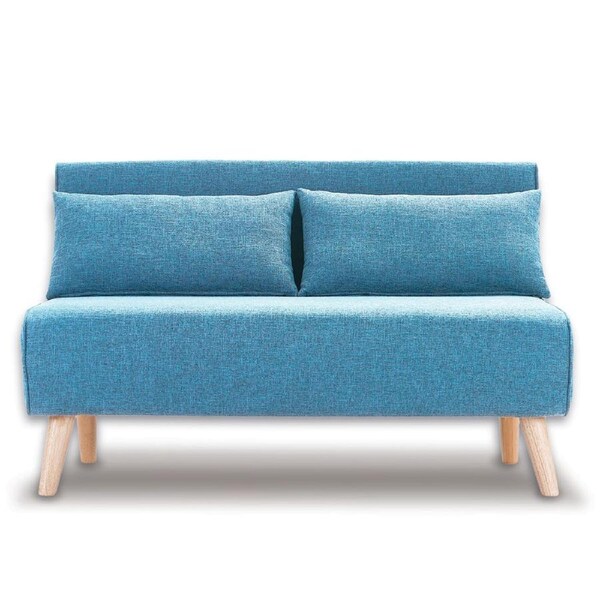 Sarantino 2 Seater Sofa Bed Lounge Couch Modular Furniture Home Linen Fabric Blue