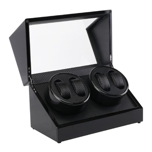 Automatic Quad Watch Winder Wood Display Box Case Motor Rotation Storage