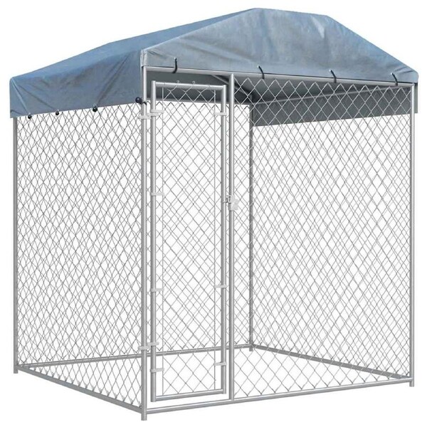 Outdoor Dog Kennel with Canopy Top 193x193x225 cm vidaXL
