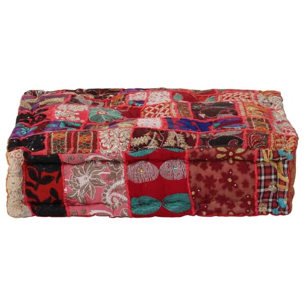 Patchwork Pouffe Square Cotton Handmade 50x50x12 cm Red vidaXL