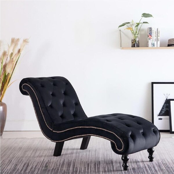 Chaise Lounge Black Velvet vidaXL