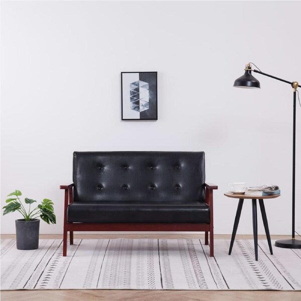 2-Seater Sofa Black Faux Leather vidaXL