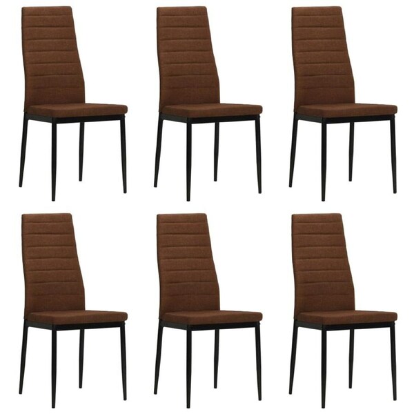 Dining Chairs 6 pcs Brown Fabric vidaXL
