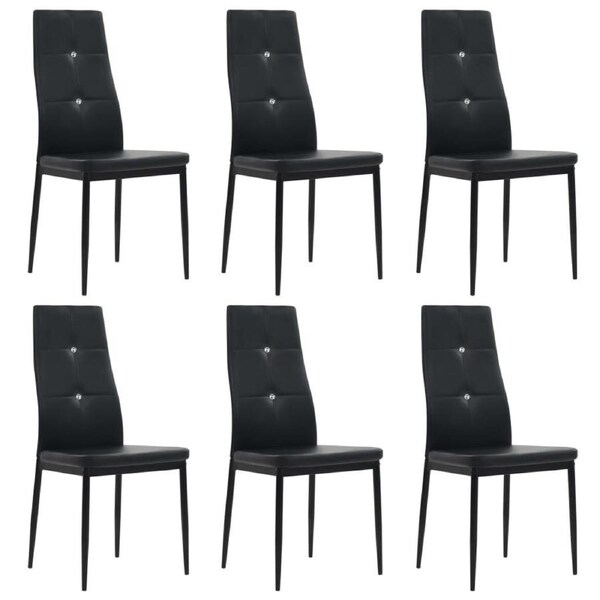 Dining Chairs 6 pcs Black Faux Leather vidaXL