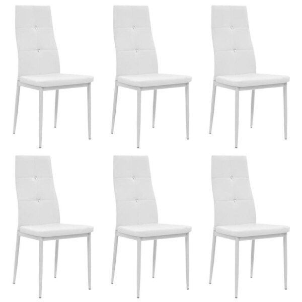 Dining Chairs 6 pcs White Faux Leather vidaXL