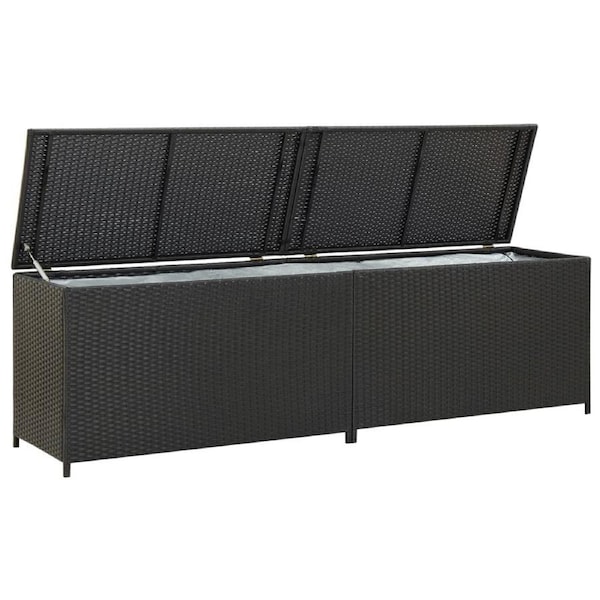 Garden Storage Box Poly Rattan 200x50x60 cm Black vidaXL