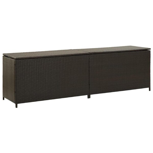 Garden Storage Box Poly Rattan 200x50x60 cm Brown vidaXL