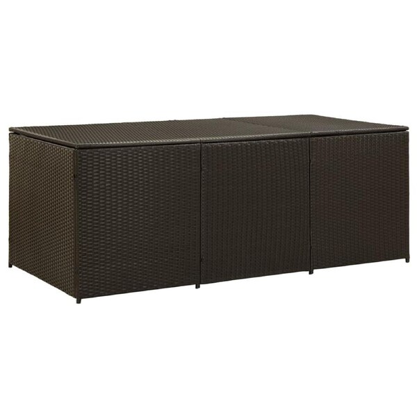 Garden Storage Box Poly Rattan 180x90x70 cm Brown vidaXL