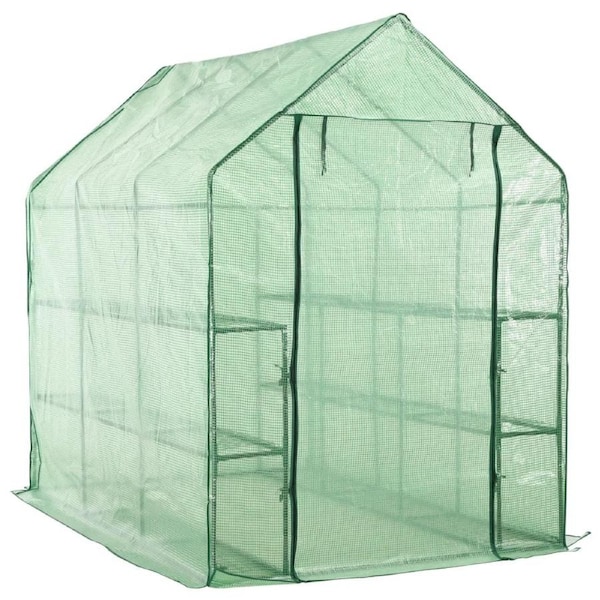 Walk-in Greenhouse with 12 Shelves Steel 143x214x196 cm vidaXL