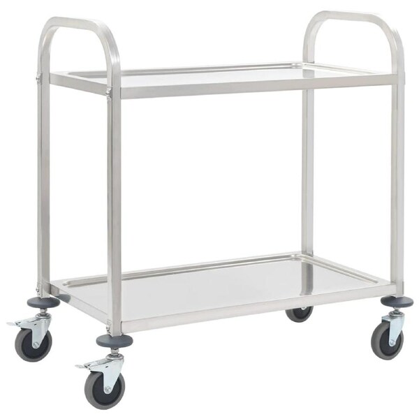 2-Tier Kitchen Trolley 96.5x55x90 cm Stainless Steel vidaXL