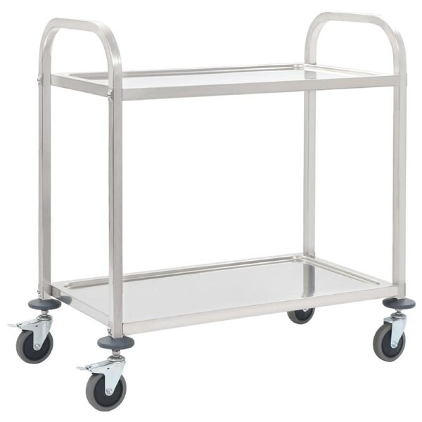 2-Tier Kitchen Trolley 95x45x83.5 cm Stainless Steel vidaXL