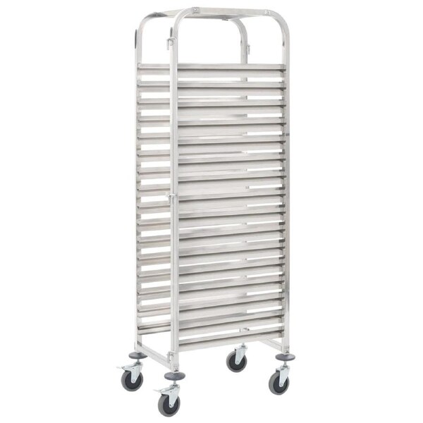 Kitchen Trolley for 16 Trays 38x55x163 cm Stainless Steel vidaXL