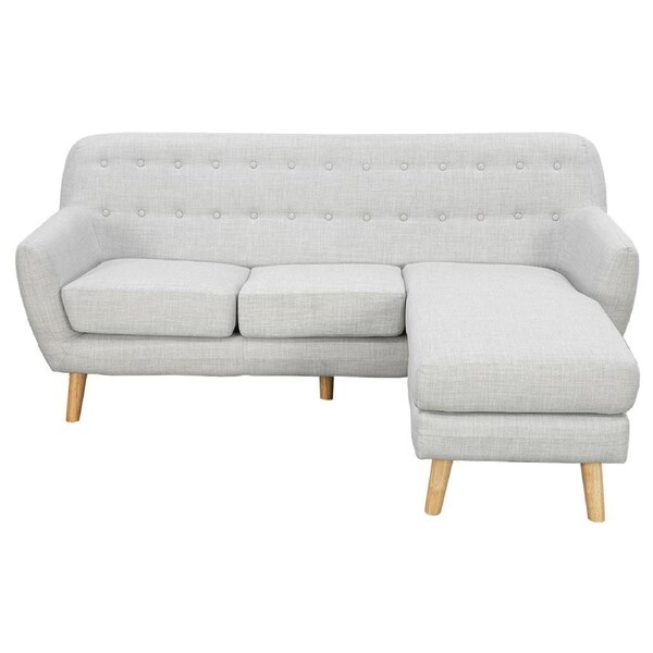 3 Seater Linen Sofa Lounge Left Side Chaise Couch Furniture Light Grey L-shaped