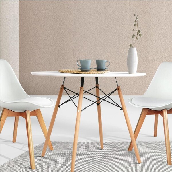 0.9M Artiss Dining Table Round White