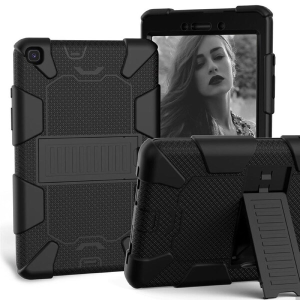 For Samsung Galaxy Tab A 8.0-Inch (2019) Case, Shockproof Colourblock Silicone Cover with a Stand, Black
