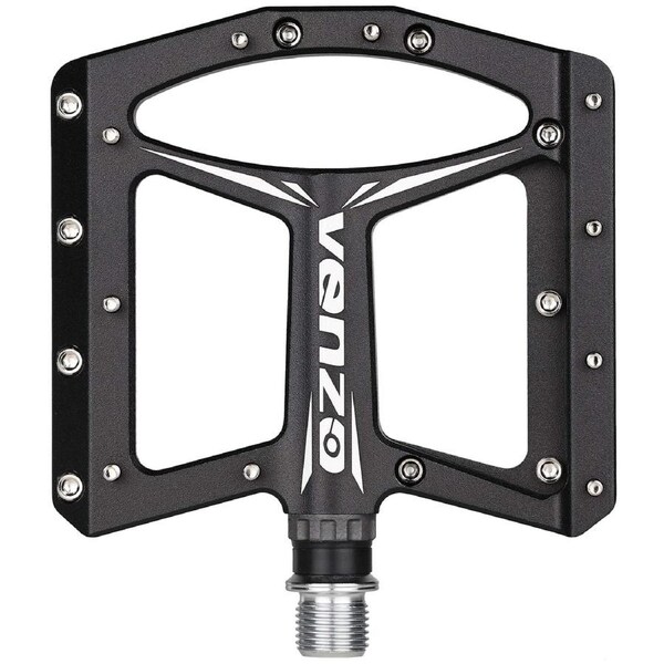 VENZO Flat Mountain BMX MTB Aluminum Bike Anti-Skid Nail Sealed Bearing Pedals - Large Bicycle Platform Pedals 9/16"
