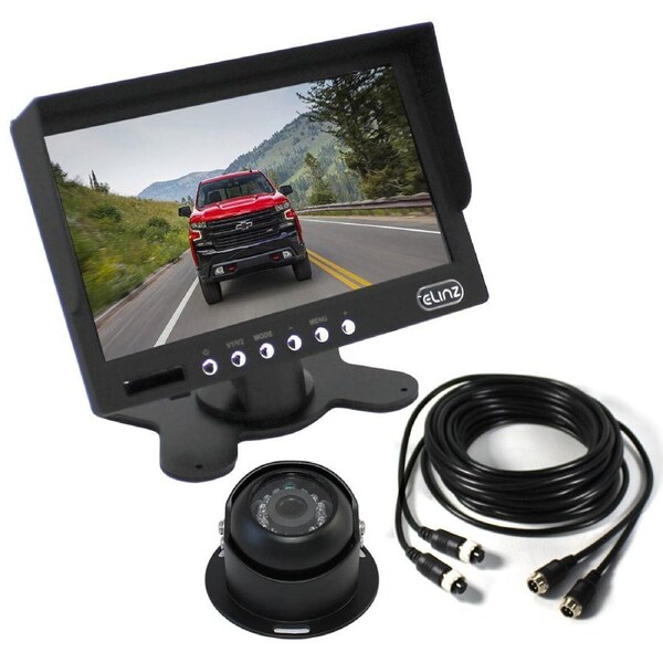 Elinz 7" Monitor HD 12V/24V Reversing CCD Eyeball Camera (BLACK) Truck Caravan