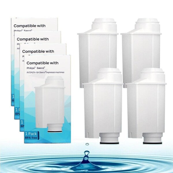 4 Pack Coffee Machine Water Filter for Philips Saeco Brita Intenza+,Lavazza A Modo Mio,Exprelia,Incanto,Nina,Odea,XSmall,Xelsis,Royal Cappuccino