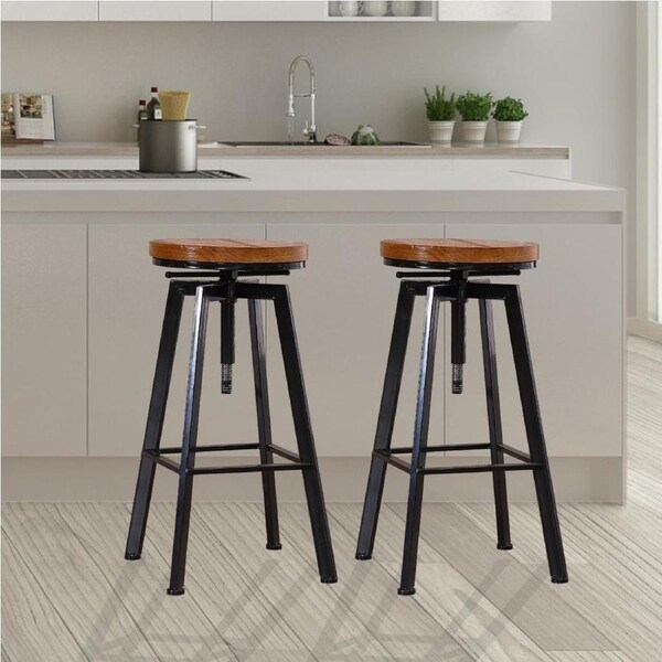 1 Set of 2 Levede Bar Stools Swivel Vintage Industrial