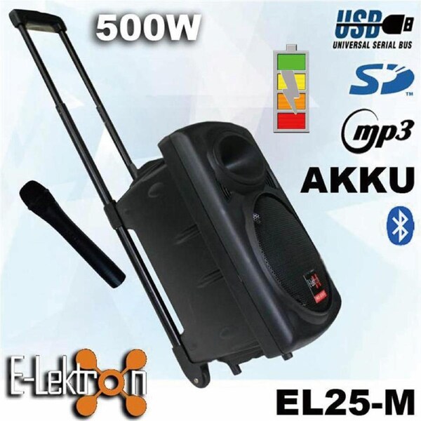 E-lektron EL25-M 10" Inch Karaoke Portable Speaker PA Sound System Battery Bluetooth Wireless Microphone