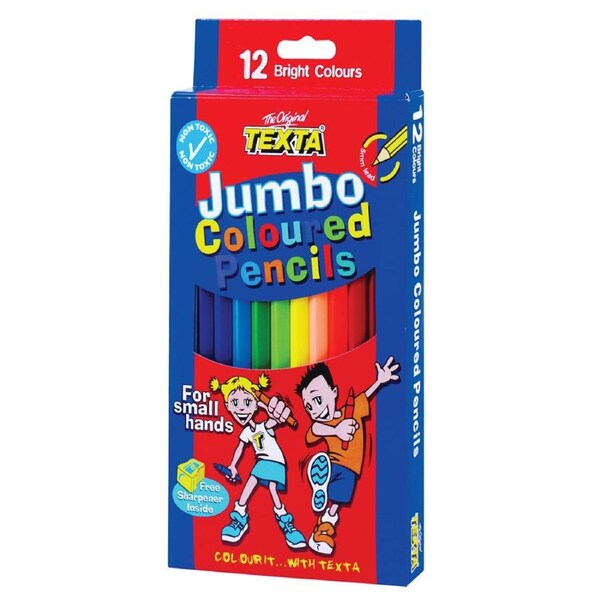 12pc Texta Jumbo Colouring Pencils Art Drawing Coloured Draw Pencil f/ Kids