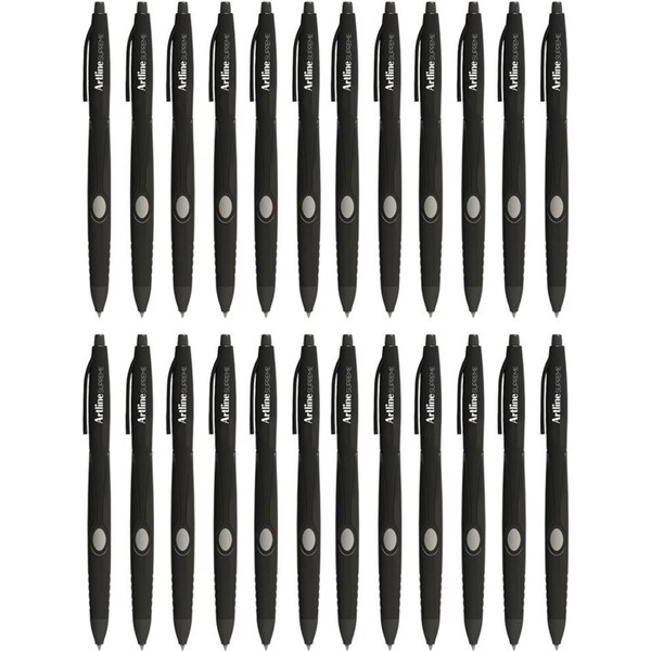 24pc Artline Supreme 1.0mm Ball Point Pen Writing School Ballpoint Pens Black
