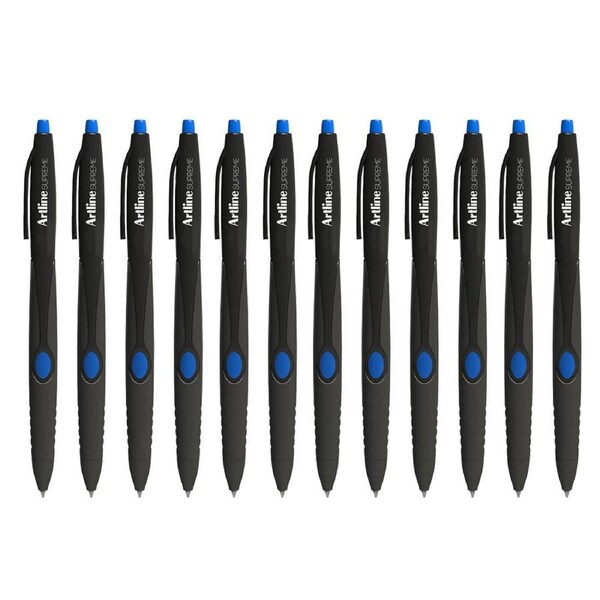 12pc Artline Supreme 1.0mm Ball Point Pen Writing School Ballpoint Draw Pens BL