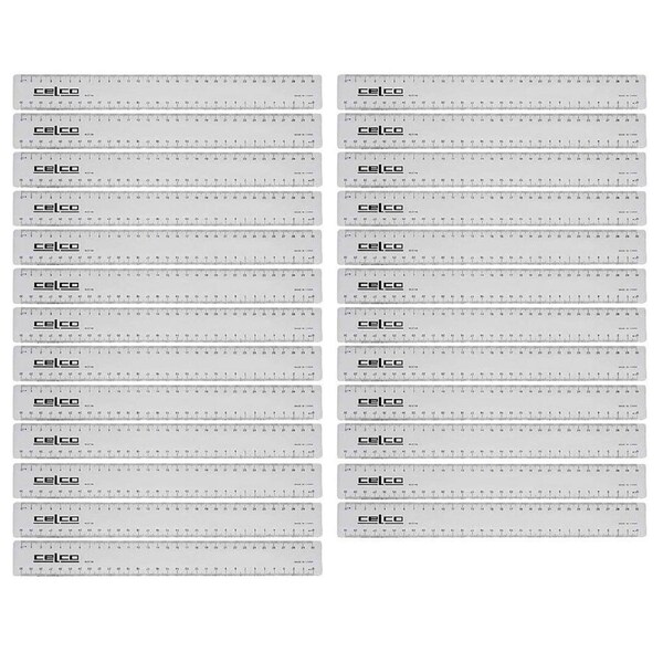 25PK Celco 30cm Metric Plastic Ruler School Art/Craft Stationery Drawing Clear