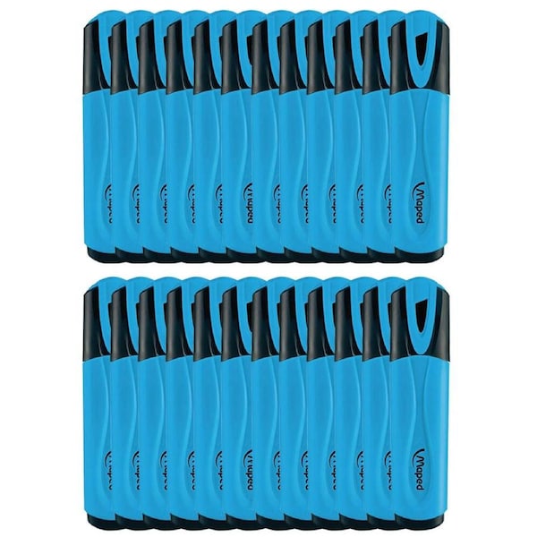 2x 12pc Maped Fluo Neon Highlighter 1-4mm Chisel Nib Inkjet Safe Marker Blue