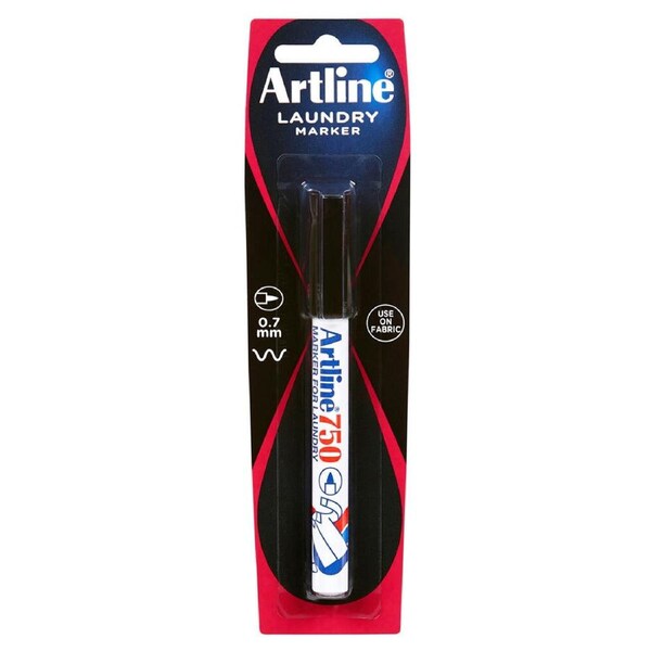 Artline 0.7mm Bullet Nib Laundry Marker Cloth/Linen/Fabric Clothing Pen Black